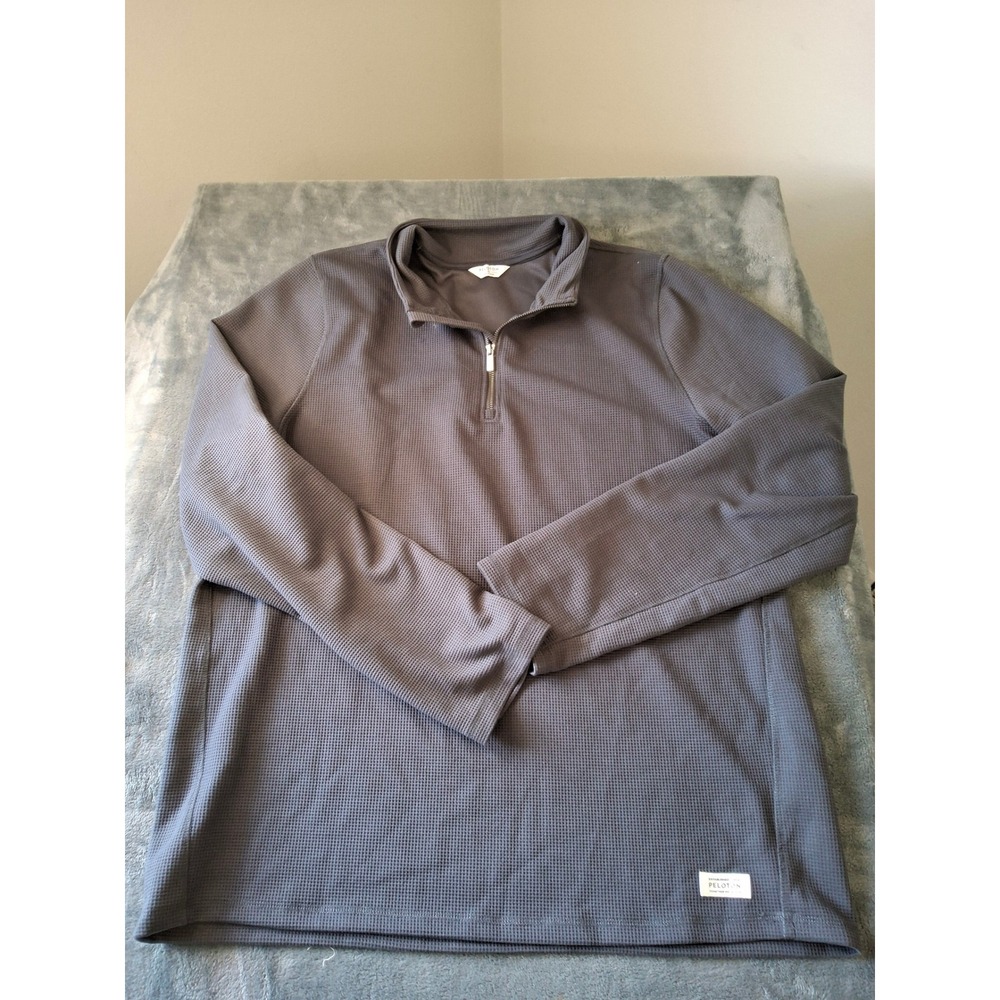 Peloton Mens XL Quarter Zip Pullover Waffle Knit Athletic Shirt Charcoal Gray